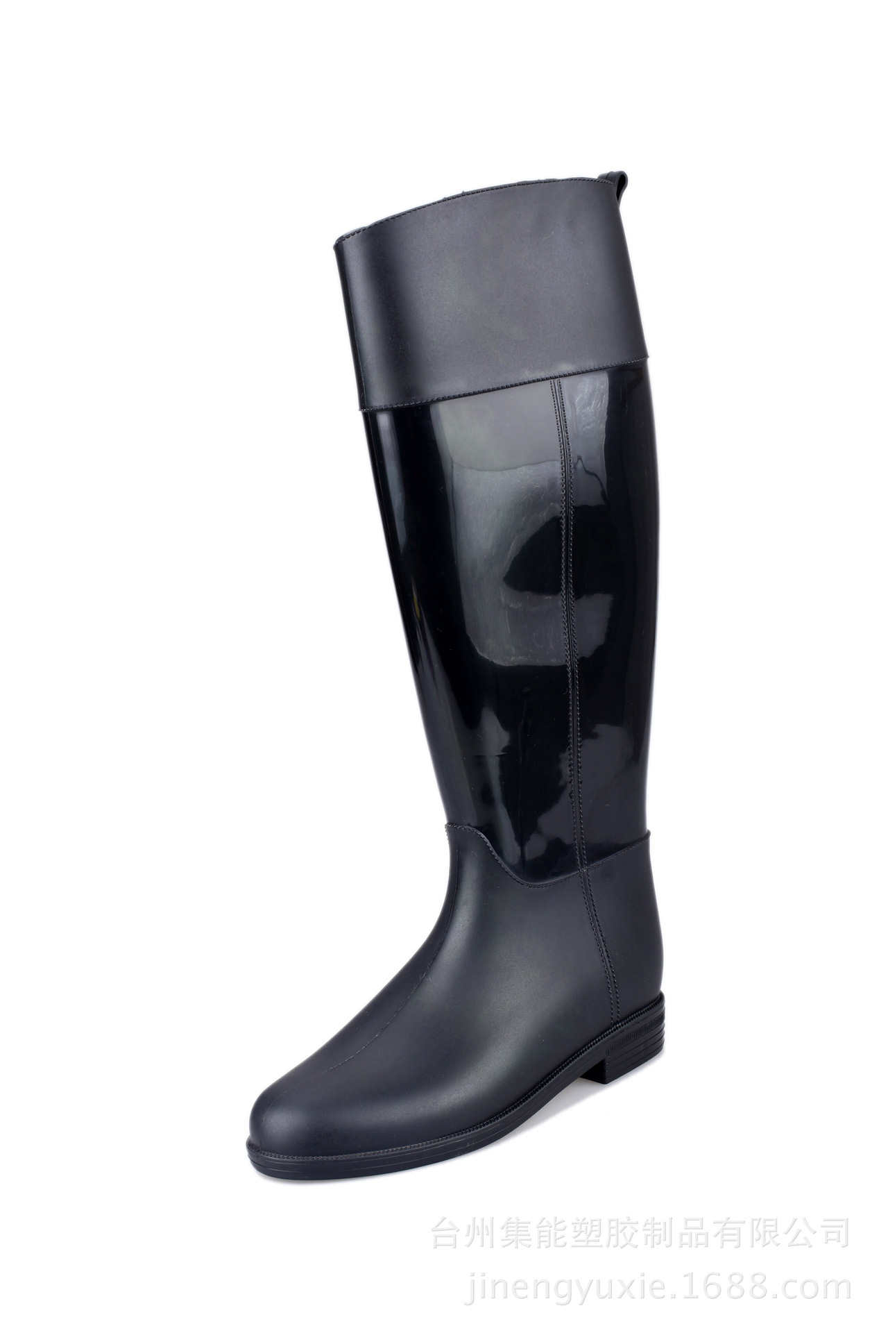 女式高筒工作时尚时装黑色双色外贸加厚PVC雨鞋雨靴马靴rainboot示例图6