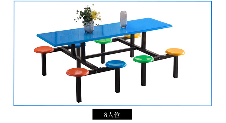 学生学校员工食堂餐桌椅 4人6人8人桌连体桌椅组合不锈钢快餐桌椅示例图12