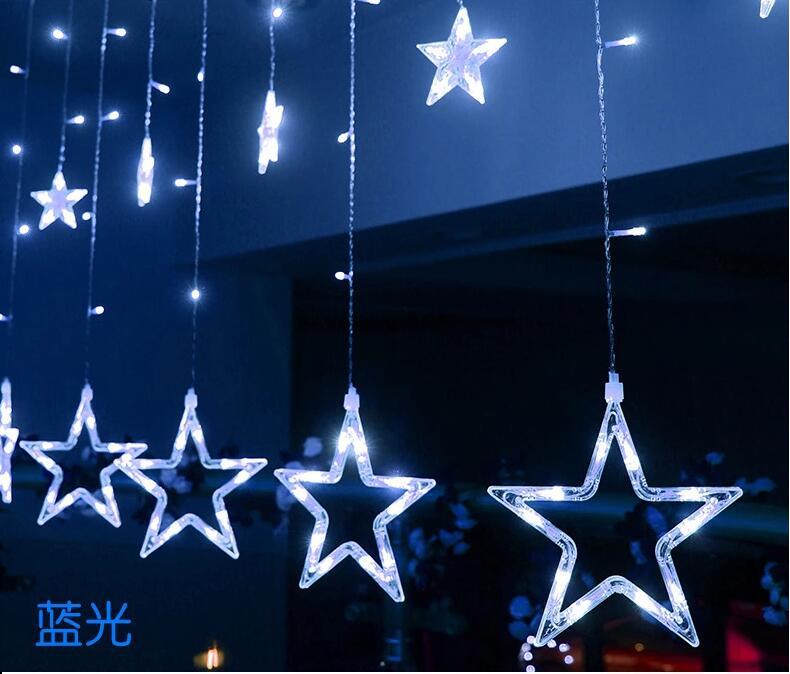 led星星灯串五角星窗帘灯串灯婚房布置装饰灯圣诞灯串流星雨示例图8