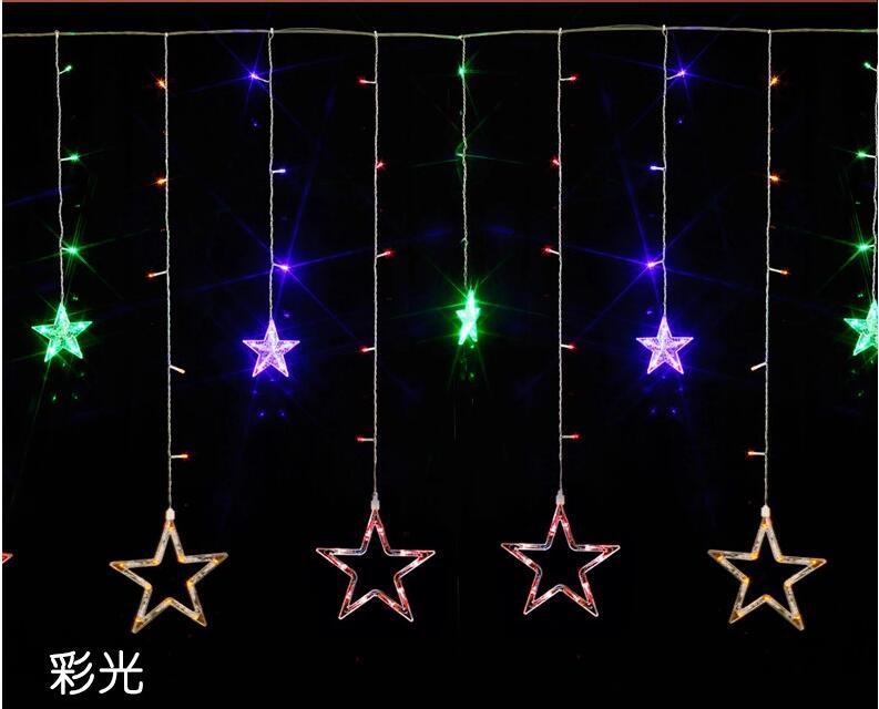 led星星灯串五角星窗帘灯串灯婚房布置装饰灯圣诞灯串流星雨示例图4