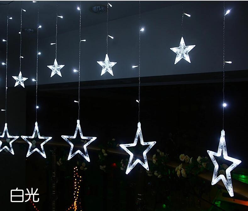 led星星灯串五角星窗帘灯串灯婚房布置装饰灯圣诞灯串流星雨示例图3