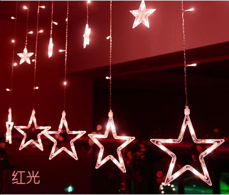 led星星灯串五角星窗帘灯串灯婚房布置装饰灯圣诞灯串流星雨示例图6