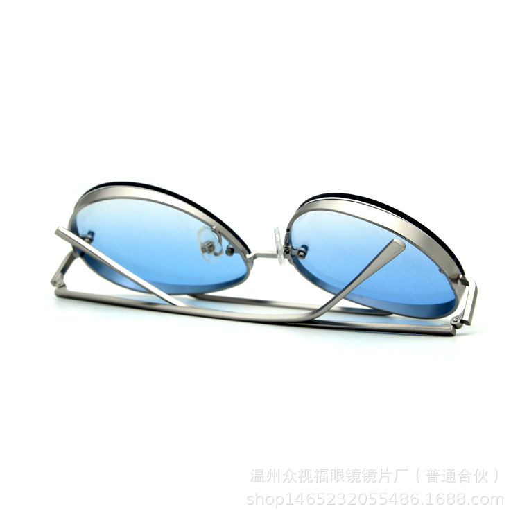 温州高端眼镜厂家 潮款金属圆框太阳镜批发 可来样定制墨镜示例图3