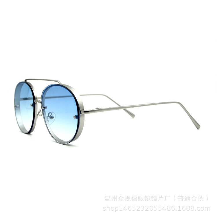 温州高端眼镜厂家 潮款金属圆框太阳镜批发 可来样定制墨镜示例图4