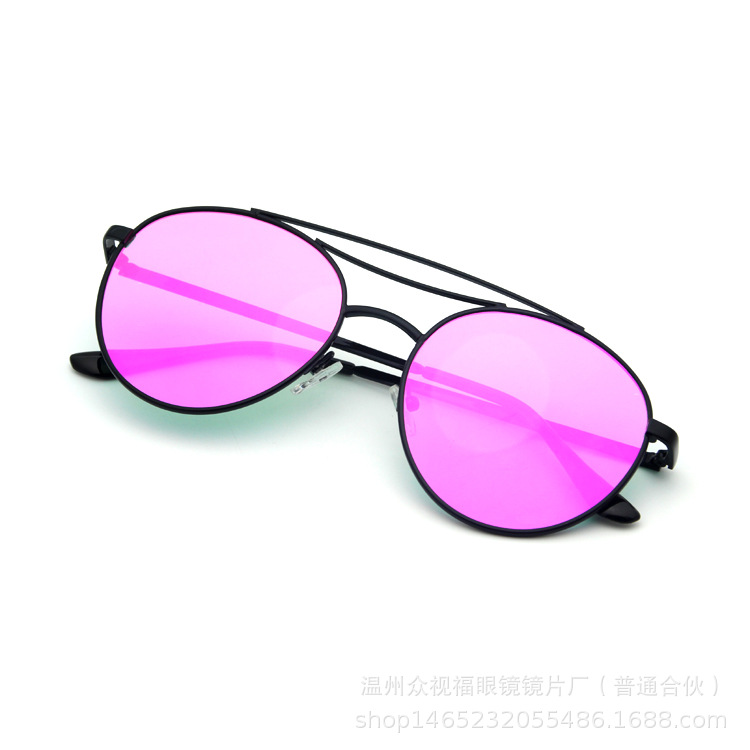 温州高端眼镜厂家 潮款金属圆框太阳镜批发 可来样定制墨镜示例图8