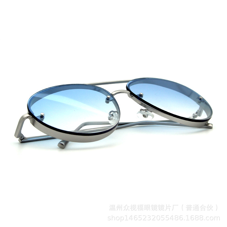 温州高端眼镜厂家 潮款金属圆框太阳镜批发 可来样定制墨镜示例图2