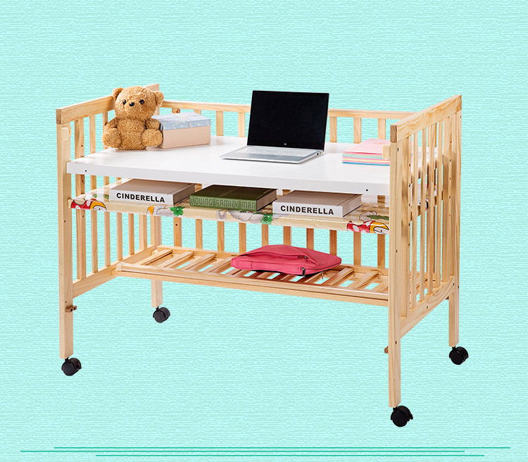 小宝乐家新品发布 全国招商 多功能书桌式实木婴儿床 儿童床示例图2