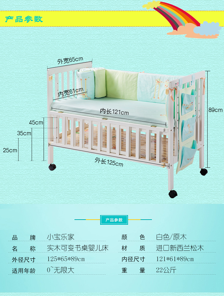 厂家批发供应 全实木婴儿床、儿童床【小宝乐家】新品发布招商中示例图8