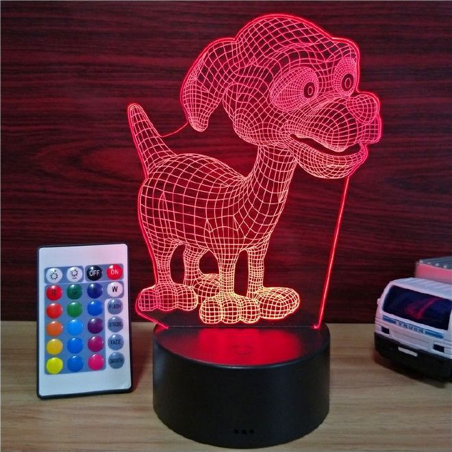 小狗3D灯USB触摸创意小台灯 LED亚克力小夜灯 外贸专供一个代发示例图1