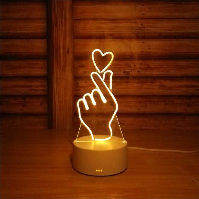 电商新款情人节爱心3D小夜灯 亚克力LED视觉灯 礼品氛围小台灯示例图9