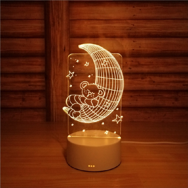 电商新款情人节爱心3D小夜灯 亚克力LED视觉灯 礼品氛围小台灯示例图4