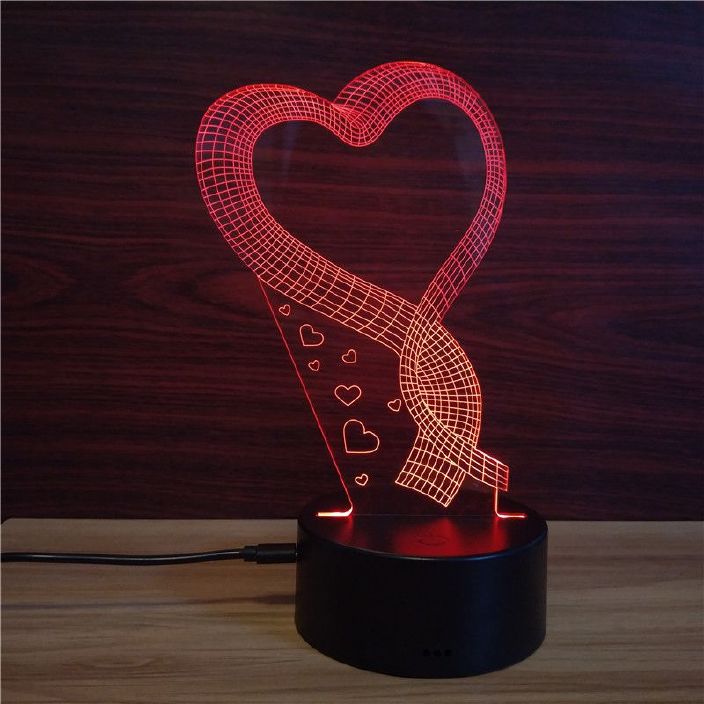 3D创意小台灯LED亚克力小夜灯3D灯情人节浪漫礼物礼品灯示例图1