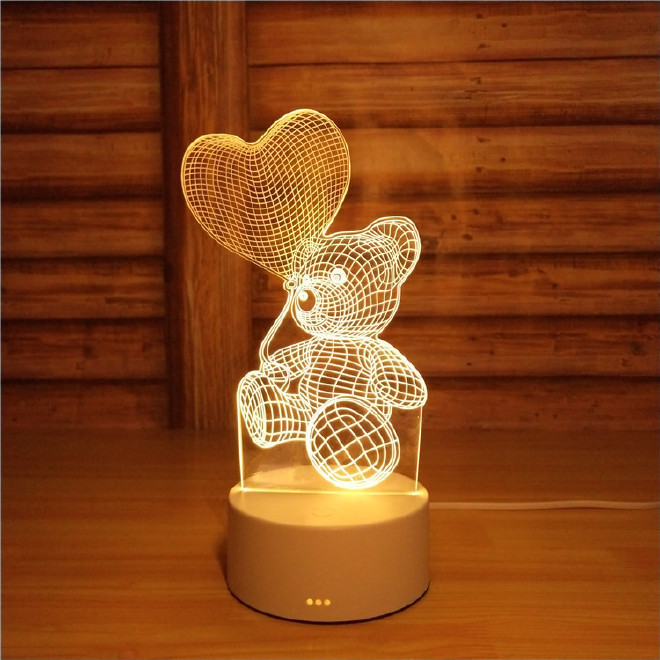 电商新款情人节爱心3D小夜灯 亚克力LED视觉灯 礼品氛围小台灯示例图1