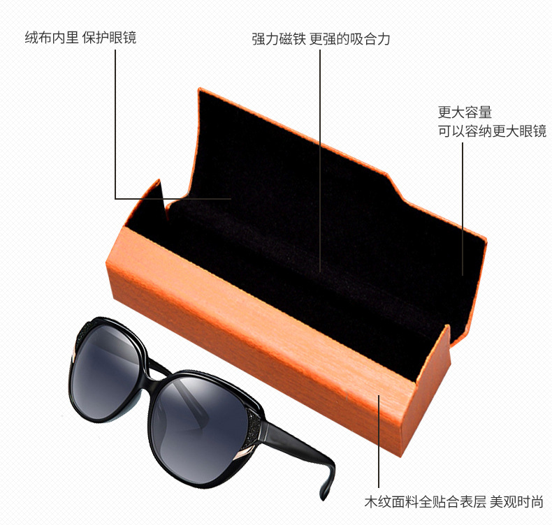 厂家时尚手工近视眼镜盒 方形高档抗压仿木纹眼镜盒镜盒可印logo示例图3