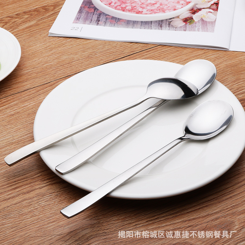 诚惠捷韩式勺410 长柄勺子不锈钢 光面大圆勺可定制LOGO工厂直批示例图13