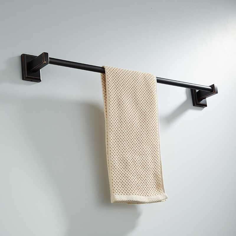 黑古毛巾架 毛 卫生间单层毛巾杆浴巾架 浴室单杆毛巾架示例图16