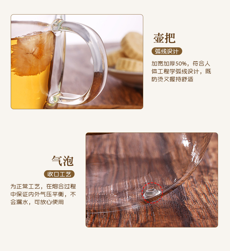 双层透明耐热玻璃杯家用带把便携果汁泡茶杯创意办公带盖喝水杯子示例图11