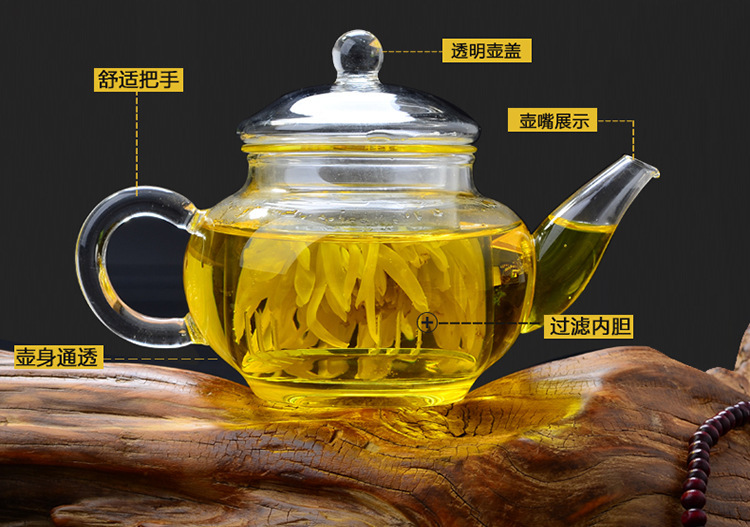 耐热玻璃茶壶功夫茶具花茶壶套装 透明过滤内胆耐高温小号品茶壶示例图8