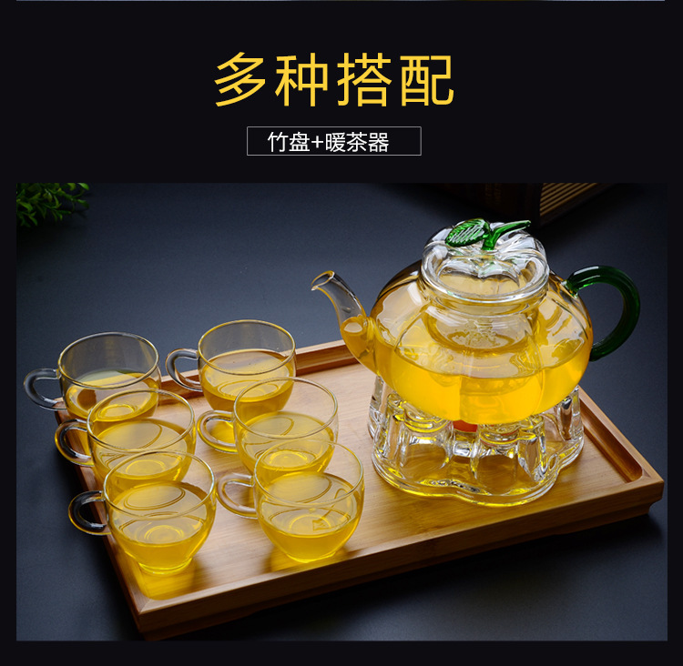 精品玻璃茶具 绿叶三件式玻璃壶 耐高温南瓜壶示例图19