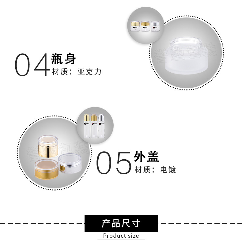 广州誉塑包装厂家直销化妆品玻璃瓶亚克力盖磨砂套装瓶系列分装瓶示例图8
