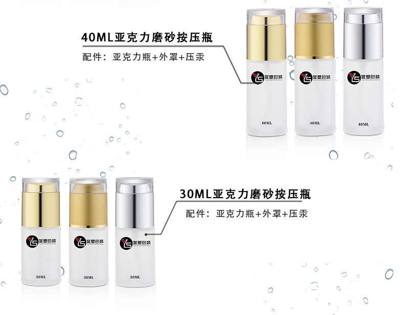 广州誉塑包装厂家直销化妆品玻璃瓶亚克力盖磨砂套装瓶系列分装瓶示例图4