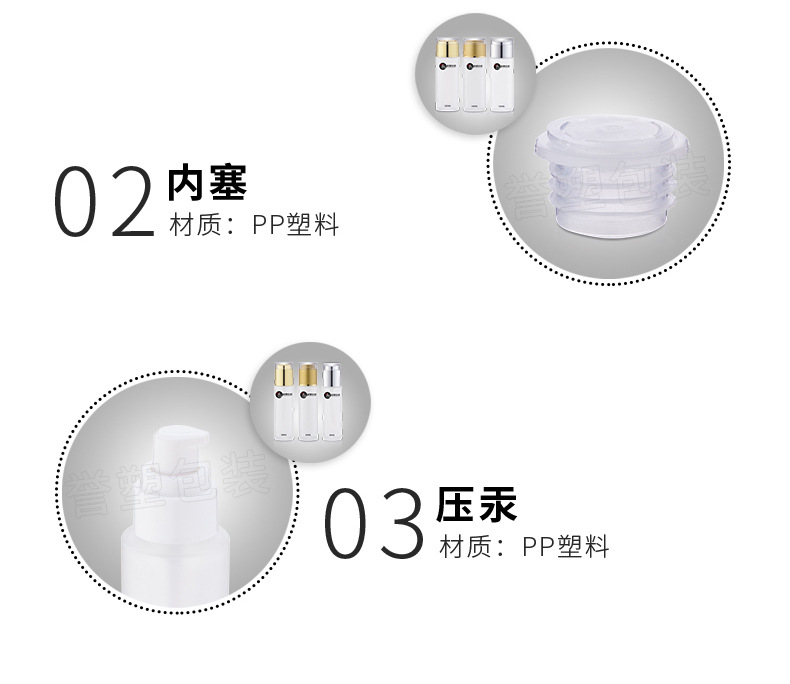 广州誉塑包装厂家直销化妆品玻璃瓶亚克力盖磨砂套装瓶系列分装瓶示例图7