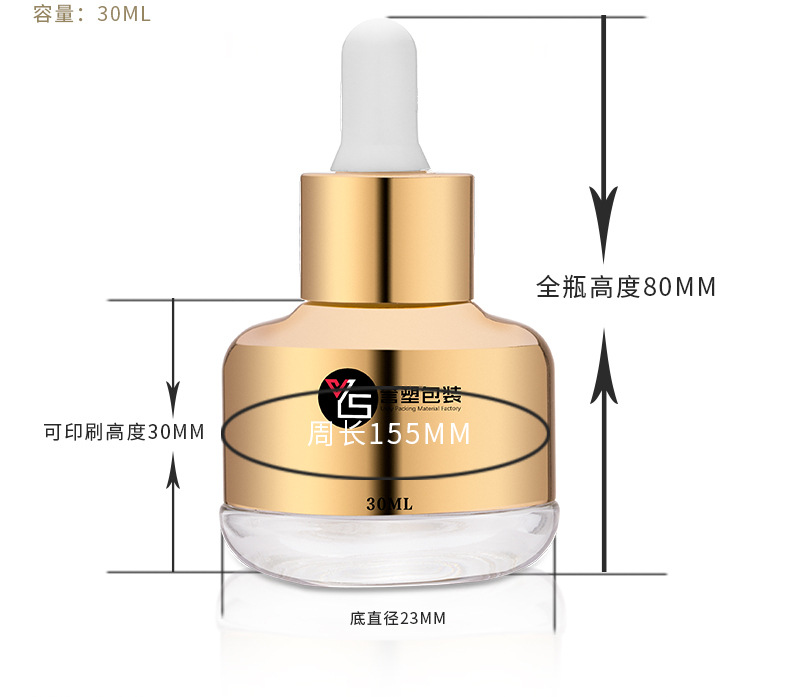 广州誉塑厂家直销化妆品玻璃瓶包铝瓶精华液50ML30ML20ML分装瓶示例图7