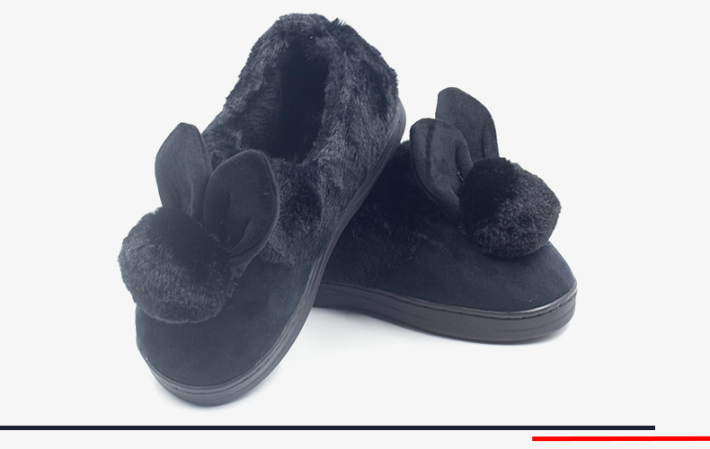 厂家批发冬季新款兔耳朵毛球棉拖鞋 冬季 包跟示例图35