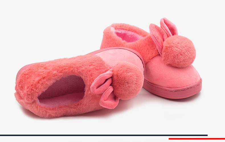 厂家批发冬季新款兔耳朵毛球棉拖鞋 冬季 包跟示例图39