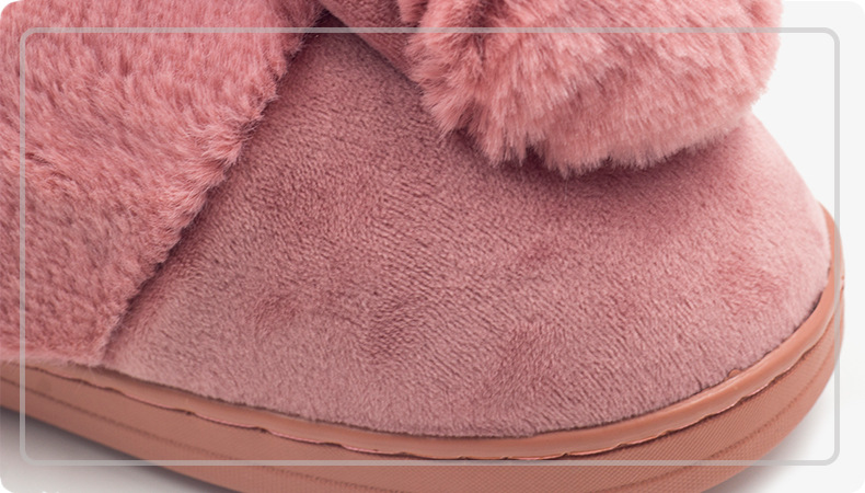 厂家批发冬季新款兔耳朵毛球棉拖鞋 冬季 包跟示例图25