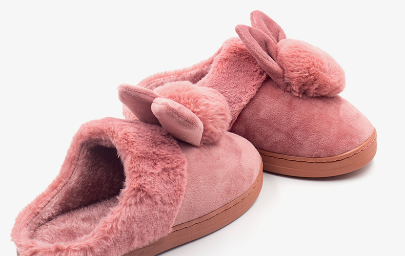 冬季保暖家居拖鞋厚底可爱兔耳朵全包跟棉拖鞋批发 厂家直销示例图38