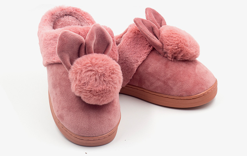冬季保暖家居拖鞋厚底可爱兔耳朵全包跟棉拖鞋批发 厂家直销示例图39