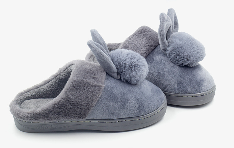 冬季保暖家居拖鞋厚底可爱兔耳朵全包跟棉拖鞋批发 厂家直销示例图32
