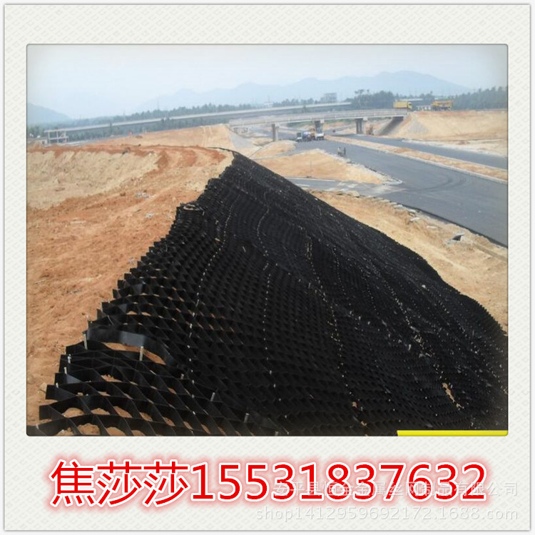 上海高速公路绿化边坡蜂巢土工格室 河道鱼塘植草防滑坡蜂窝格室示例图22