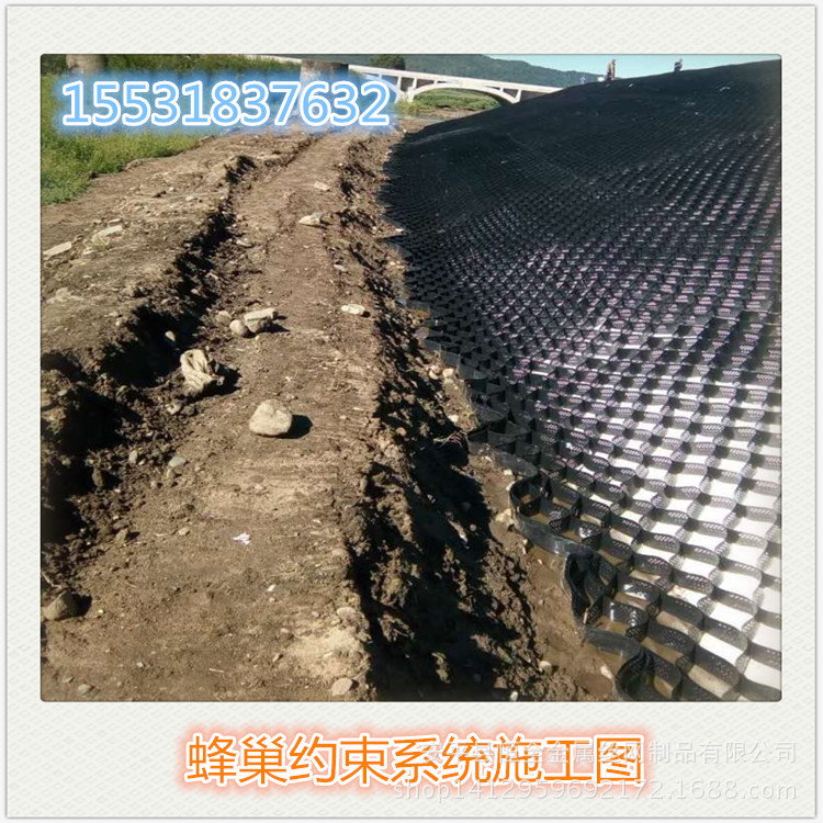 上海高速公路绿化边坡蜂巢土工格室 河道鱼塘植草防滑坡蜂窝格室示例图19
