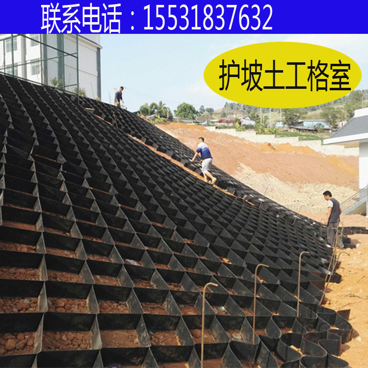上海高速公路绿化边坡蜂巢土工格室 河道鱼塘植草防滑坡蜂窝格室示例图2
