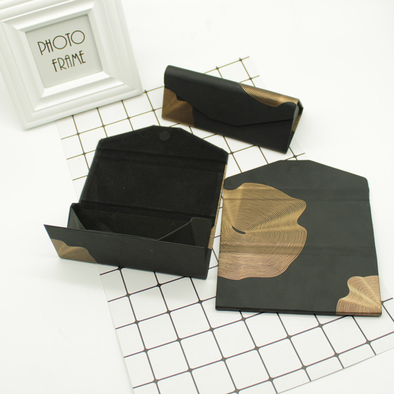 折叠眼镜盒钱包眼镜盒木九十卡通黑色磨砂真皮眼镜盒示例图55