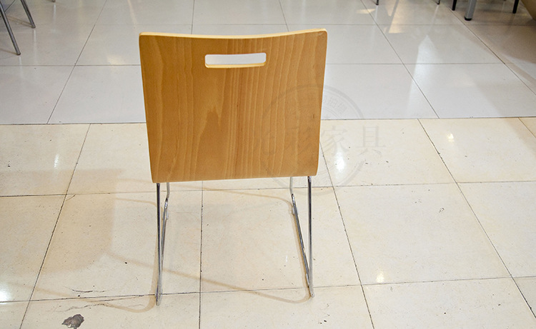 光彩家具实木油漆单椅 电镀实心工字脚 不锈钢曲木餐椅批发定做示例图10