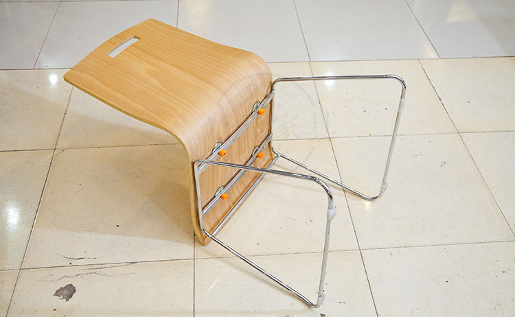 光彩家具实木油漆单椅 电镀实心工字脚 不锈钢曲木餐椅批发定做示例图11