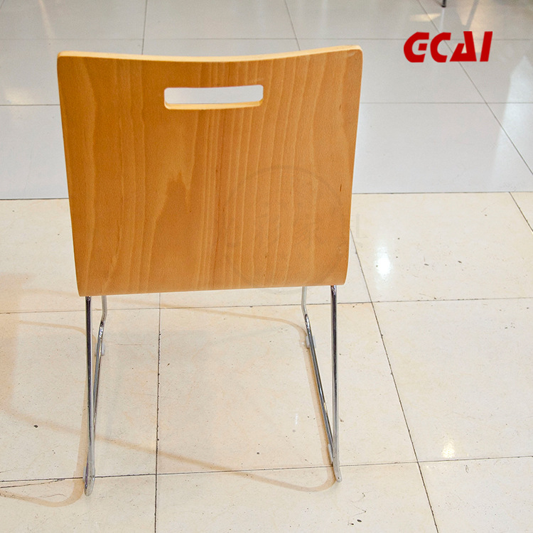 光彩家具实木油漆单椅 电镀实心工字脚 不锈钢曲木餐椅批发定做示例图4