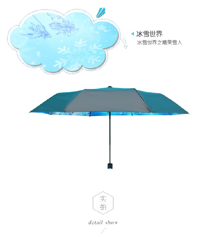定制雨伞 原创意小清新女生遮阳伞 黑胶防晒紫外线三折叠太阳伞示例图8