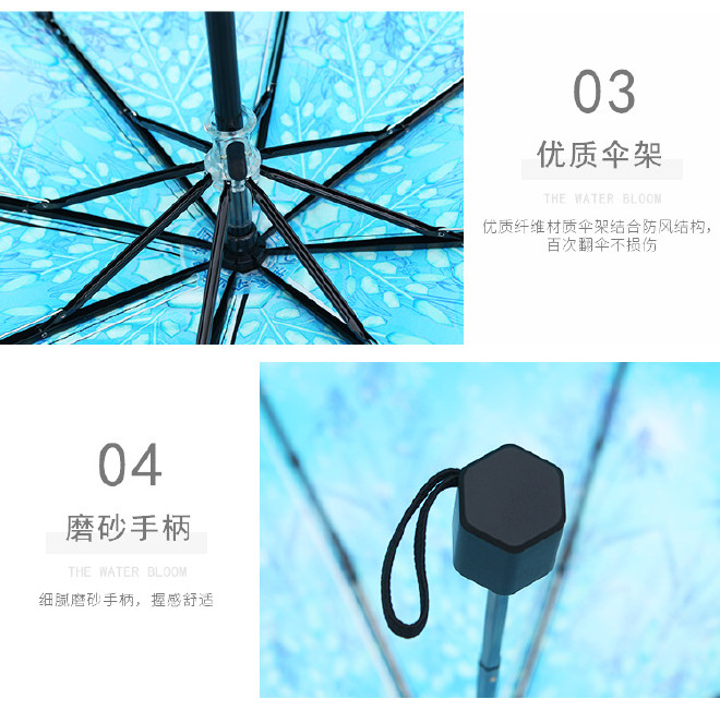 定制雨伞 原创意小清新女生遮阳伞 黑胶防晒紫外线三折叠太阳伞示例图6