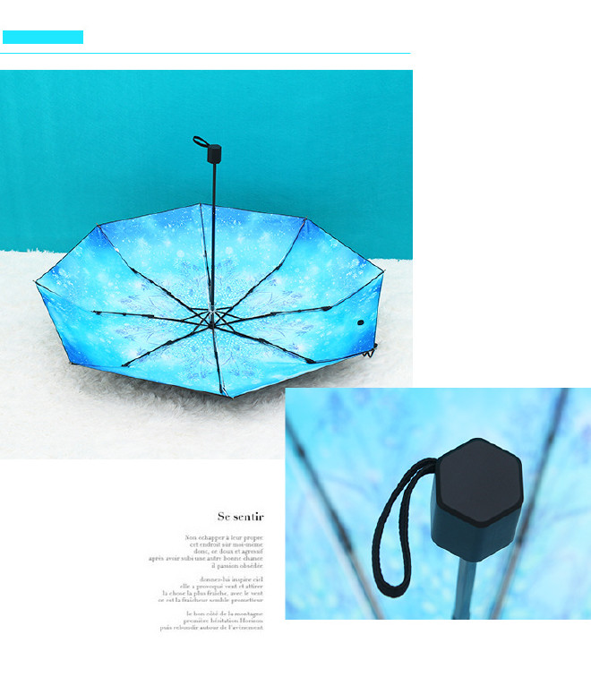 定制雨伞 原创意小清新女生遮阳伞 黑胶防晒紫外线三折叠太阳伞示例图12