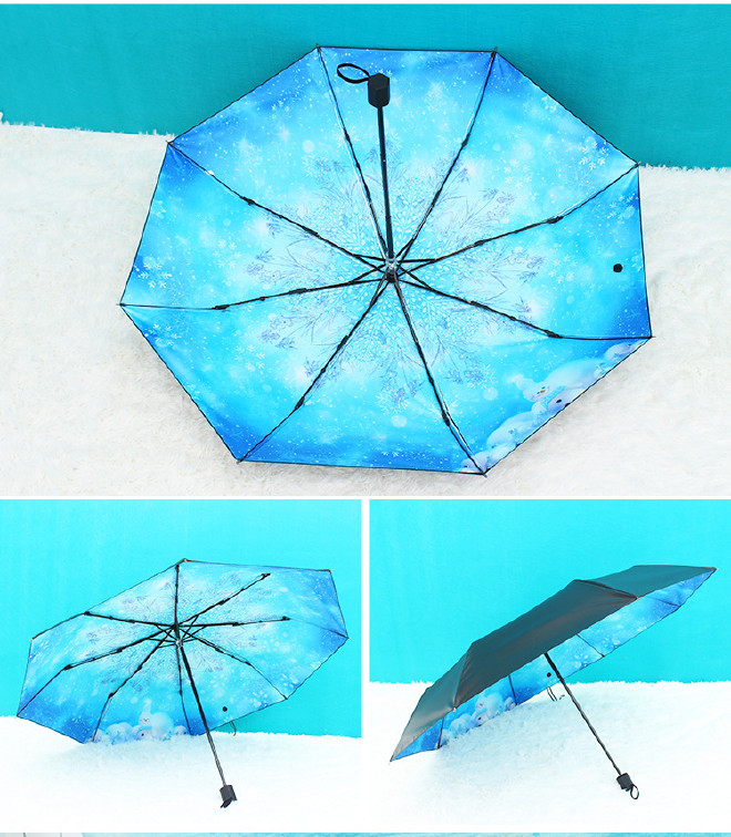 定制雨伞 原创意小清新女生遮阳伞 黑胶防晒紫外线三折叠太阳伞示例图9