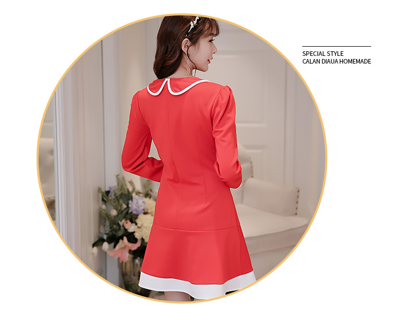 2017春夏新款大码韩版修身长袖连衣裙时尚显瘦纯色打底裙范示例图19