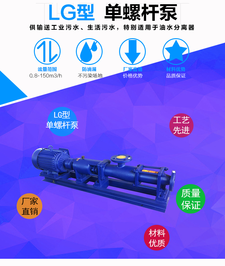 G30型卧式螺杆泵规格 品牌高温螺杆泵 单螺杆污泥泵 单螺杆泵厂家示例图2