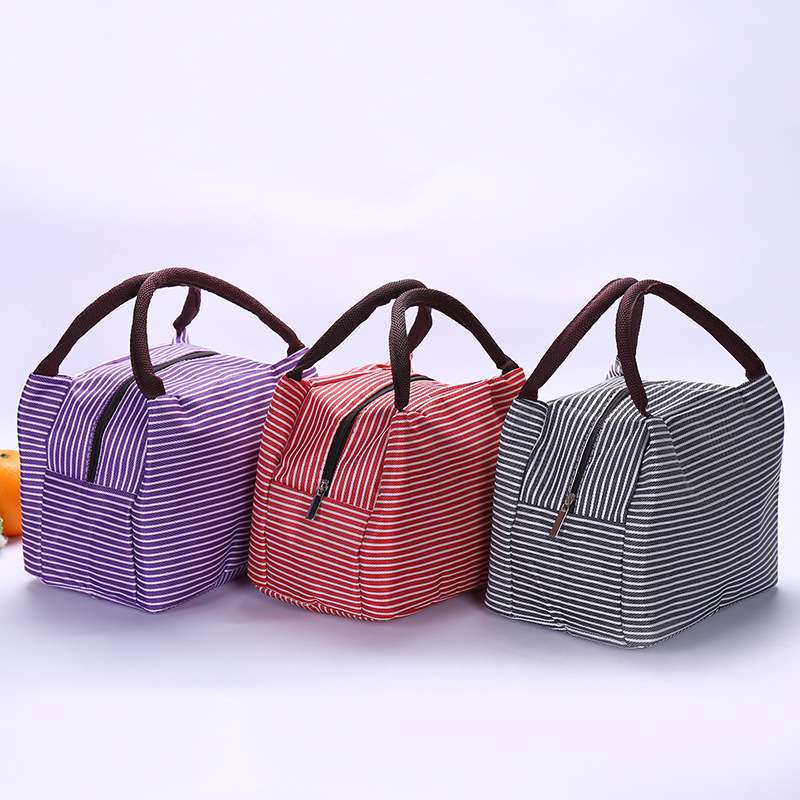 新款创意色织布保温袋便携野餐保鲜冰包铝膜防水午餐包厂家定制示例图7