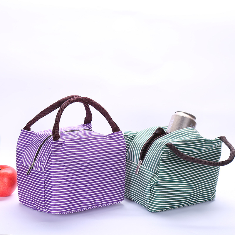 新款创意色织布保温袋便携野餐保鲜冰包铝膜防水午餐包厂家定制示例图3
