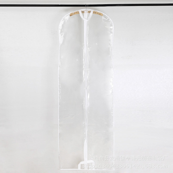 定制生产批发塑料PVC全透明礼服收纳挂衣袋 防尘婚纱袋示例图5