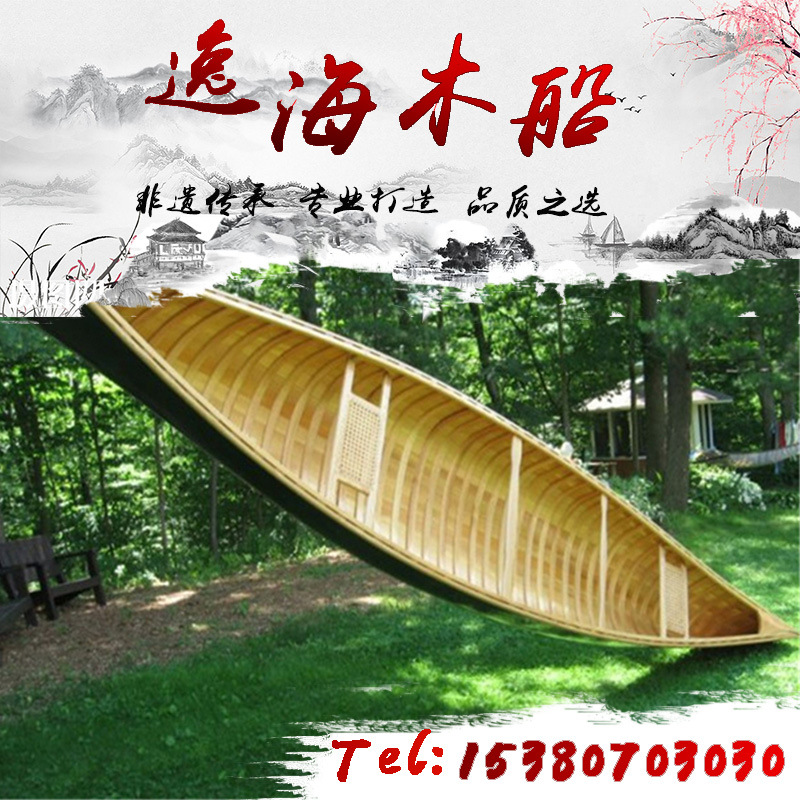 木船观光船 装饰渔船 模型摆件 景观摄影道具 两头尖欧式手工木船示例图17
